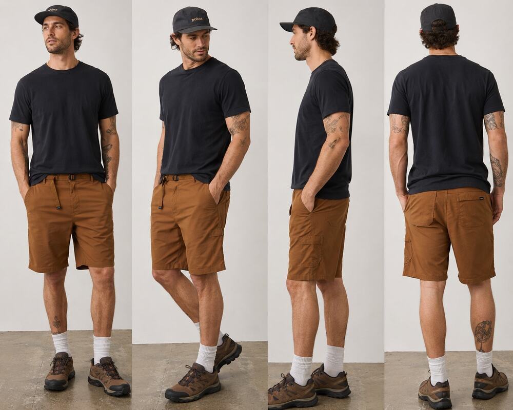 Prana Stretch Zion Cargo Shorts Mens 36 Brown Hiking Outdoor Utility Trail